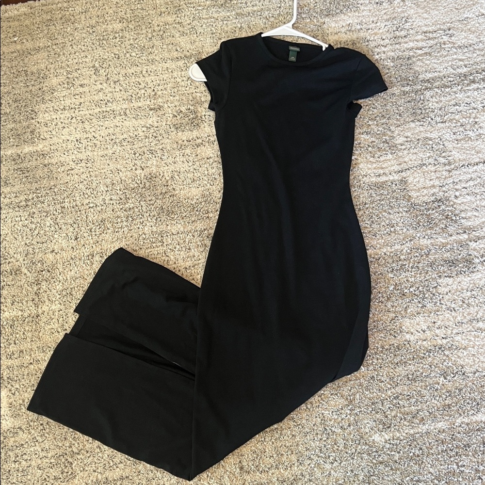 Wild Fable ribbed bodycon black maxi cap sleeve dress